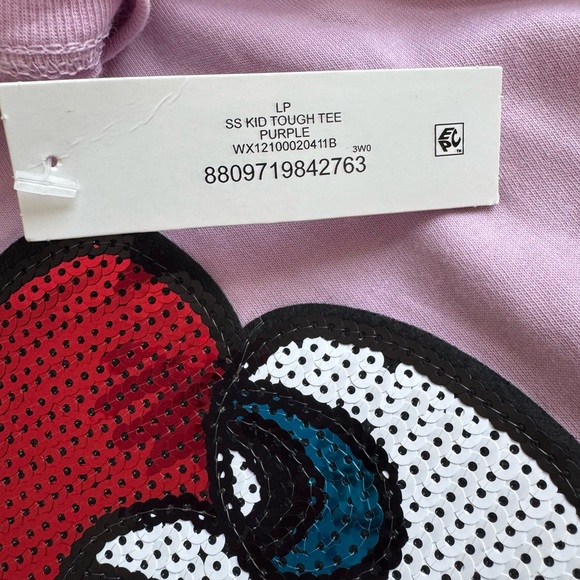 Wonder Nation Lavender T-Shirt with Sequin Heart Eyes size10/12 new without tags - Picture 3 of 4